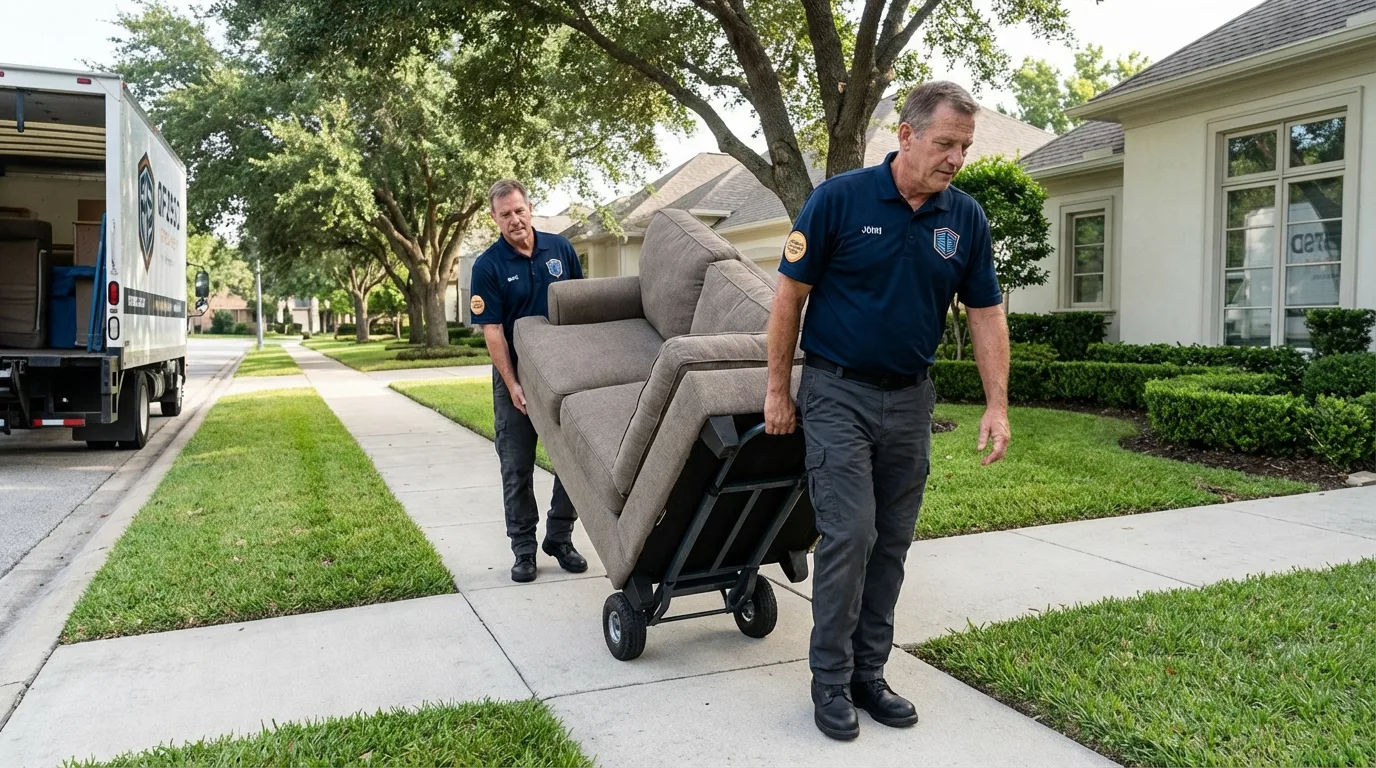 Local residential moving crew loading furniture in La Grange, IL
